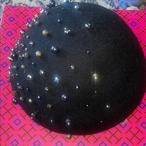 Chic Black Beaded Women's Hat